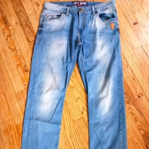 Takeshy Kurosawa Light Blue Jean's 33x34. Brown stitching Pre owned